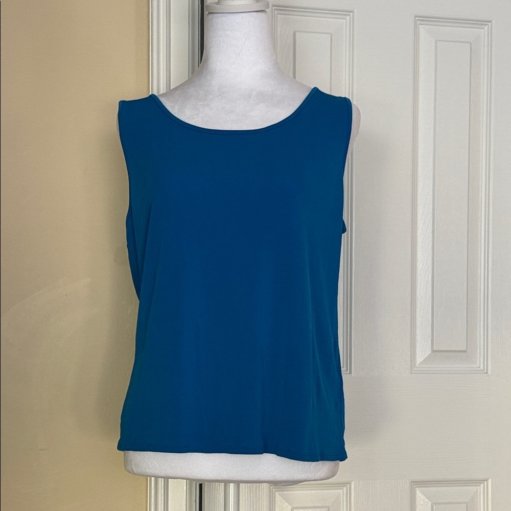 Eileen Fisher Silk Tank Shell Large Blue Layer Flaw